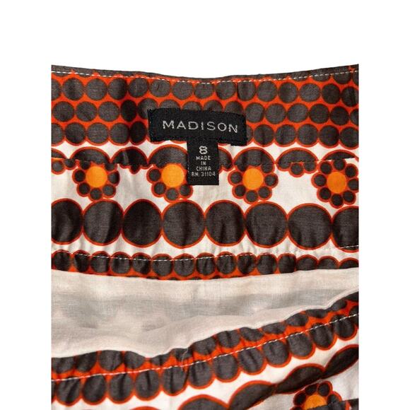 Madison Festive Cotton Orange‎ Brown Tan Red Skirt Size 8 Zipper NWT $86 - Picture 6 of 7